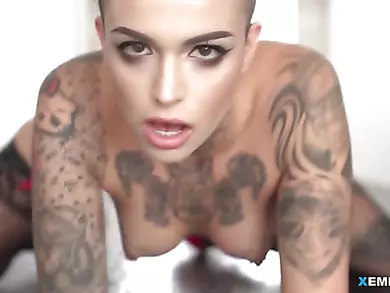 Tattooed Slut in Stockings Gets Nailed
