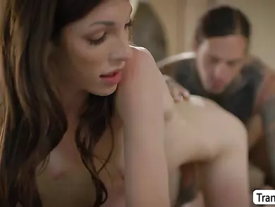 Tall shemale gets her ass licked and banged by guy friend
