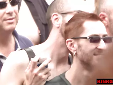 Dude gets his balls crushed in public during a crazy BDSM show!