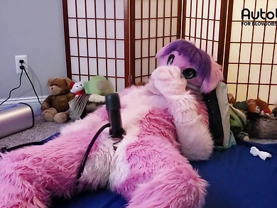 Pink Furry Vicky Tart goes WILD on VacuGlide