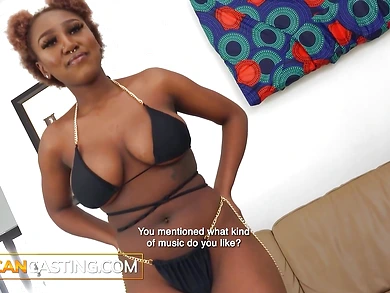 Perfect tits Ebony teen with big dreams takes a shortcut slurping cock!