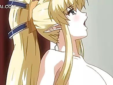 Busty hentai blonde gets cunt fucked from back