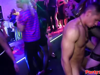 CFNM partysluts fucked by strippers at real club